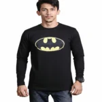 batman classic logo long sleeve tee front view