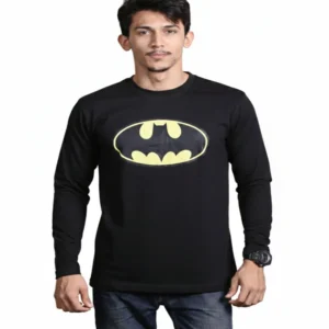 batman classic logo long sleeve tee front view
