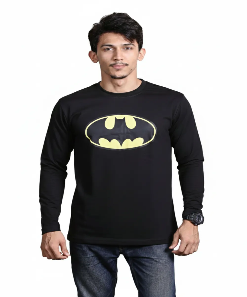 batman classic logo long sleeve tee front view