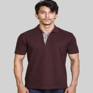 Men Mercerised Cotton Polo Shirt Front View