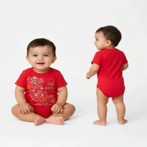 red art in bloom baby bodysuit front view