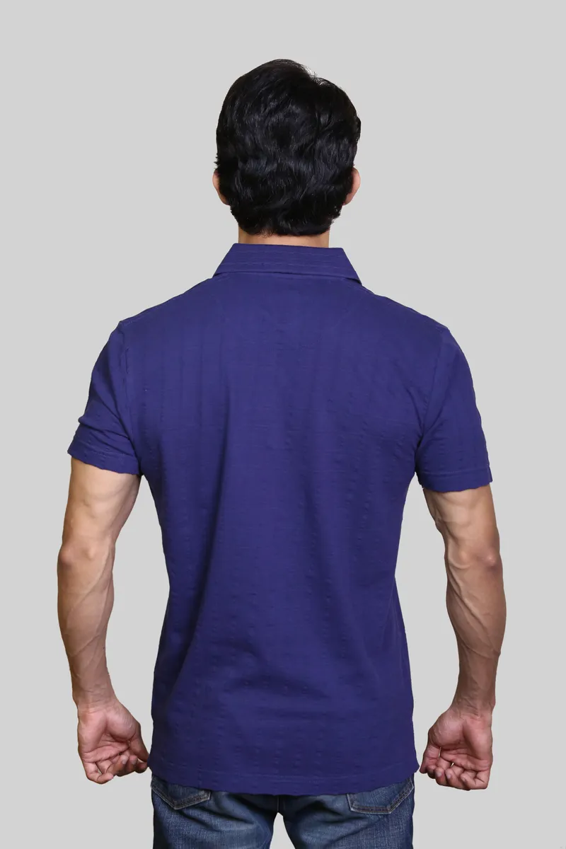 self striped mercerised polo shirt back design