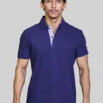 self striped mercerised polo shirt front view