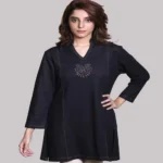 Women Denim Cotton Lycra Kurti Front View
