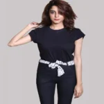 women denim tshirt jeggings set Front View