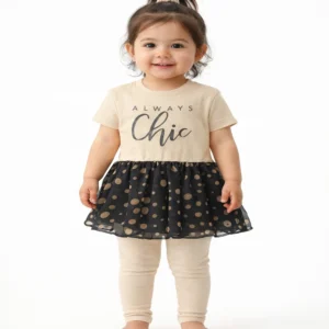 Girls Always Chic Dress Set Front View on Model