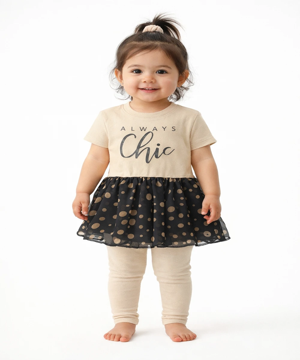 Girls Always Chic Dress Set Front View on Model