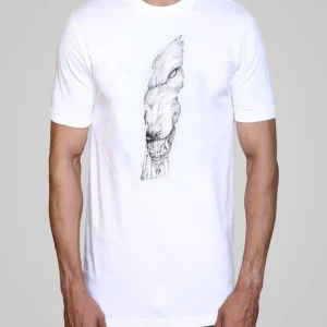 mens graphic t-shirt wolf sketch front view